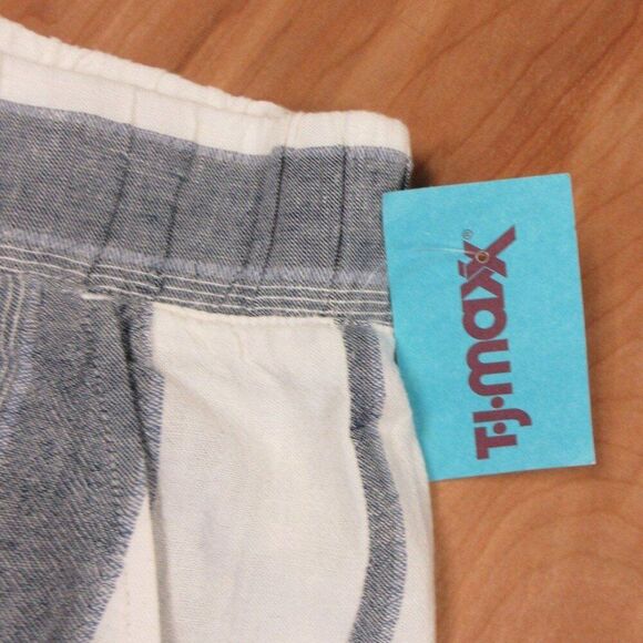 CLOTH & STONE Wide Leg Linen Blend Capri Skimmer Womens Sz M Stripped Pants NWT - Picture 9 of 12